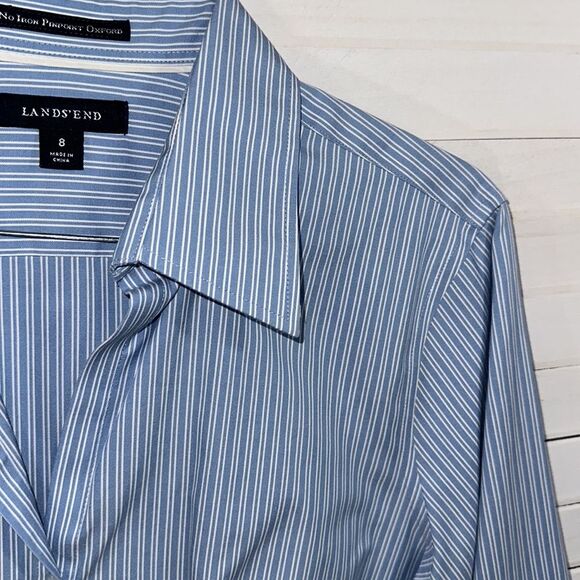 Land's End No Iron Oxford Shirt Size 8 Pin Point NWOT - Picture 9 of 12